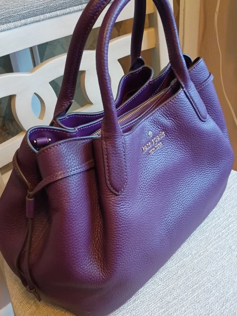 Kate Spade Large Dumpling Satchel Bag Ripe Plum purple